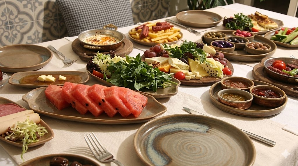 Büyükada kahvaltı menü içeriğinde zengin serpme kahvaltı çeşitleri